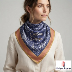 Pañuelo Cuadrado Personalizado con Impresión Refinada, Tacto de Seda Suave, Chal de Moda, Envoltura para la Cabeza, Fabricante y Proveedor Textil de Marca Privada OEM ODM - Product Image 1