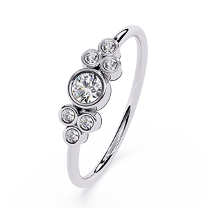 Bague de fiançailles en platine pour femme avec diamant rond brillant et diamants naturels certifiés GIA, style classique - Product Image 2