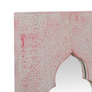 <b>Pink</b> Textured Mother of Pearl Inlay Wood <b>Frame</b> Round Durable Bohemian Wall Mirror Decorative for Bedroom Office Living Room - Product Image 3