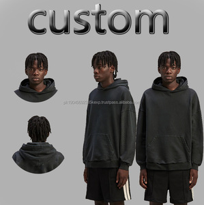 Vente en gros de sweats à capuche pour hommes impression bouffante personnalisée épaules tombantes streetwear 100% coton col rond lourd 500gsm sweats à capuche pour homme - Product Image 3