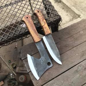 Ensemble de couteaux Viking forgés à la main en acier Damas, couteau à découper avec manche en corne de taureau, couteau de boucher à lame pleine, dureté HRC60-65 - Product Image 5