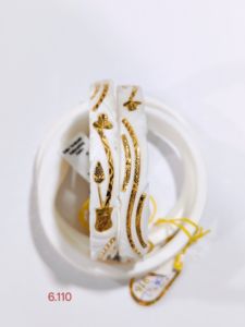 Bracelet tendance en or massif 22 carats avec coquille de conque blanche pour femme, bijoux de mariage traditionnels bengalis, ensemble Shakha authentique - Product Image 4