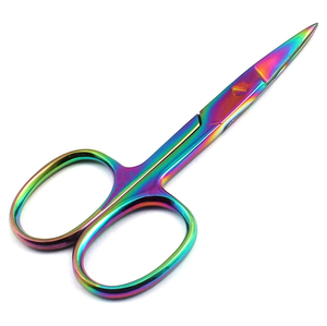 Ciseaux à cuticules en titane multicolores arc-en-ciel, droits et courbés, de haute qualité, en acier inoxydable, pour soins personnels, ciseaux de manucure - Product Image 3