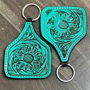 Porte-clés tendance en cuir de vache artisanal et gravé, style western, en cuir véritable, accessoire personnalisé pour souvenir - Product Image 5