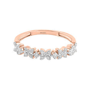 Anillo de Diamantes Cultivados en Laboratorio con Corte Redondo y Banda Floral en Oro de 10K, 14K, 18K, Plata 925, 935, Anillo de Lujo para Aniversario o Compromiso - Product Image 2