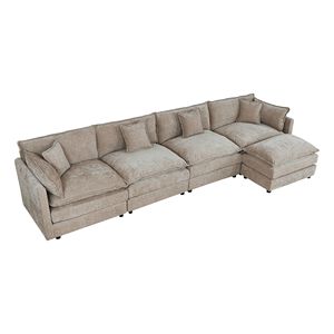 2187 Quattro Divani Color Caramello per Soggiorno con Poggiapiedi - Product Image 6