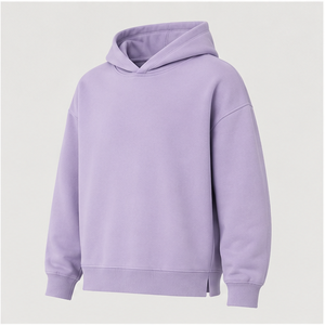 เสื้อฮู้ดดี้ทรงบ็อกซี่ผู้ชายสีม่วงไลแลคแบบไม่มีเชือกผูก ดีไซน์เรียบง่าย ผ้าฝ้ายฟอกแบบเฟรนช์เทอร์รี่ รุ่น MHOOD-0028 - Product Image 4