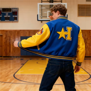 Blousons universitaires pour hommes en laine, design haut de gamme, avec lettres brodées, broderie chenille, patchwork, broderie sur le devant, personnalisables OEM - Product Image 3