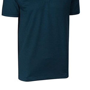 เสื้อยืดแขนสั้นผู้ชาย คอตั้ง สีทึบ ทรงปกติ สไตล์ลำลอง สีน้ำเงินเข้ม - Product Image 4