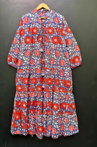 Vestido Midi de Verano Más Vendido, Estilo Línea A, Algodón Natural, Estampado Floral, con Borlas, para Mujer, Tejido Transpirable y Suave, Uso Diario Informal - Product Image 4