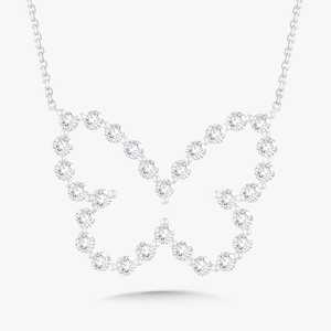 Colliers pendentifs papillon en diamant, or massif 14K 18K, solitaire, pour superposition, bijoux de luxe, minimalistes, ronds, diamants de laboratoire, fabricant - Product Image 2