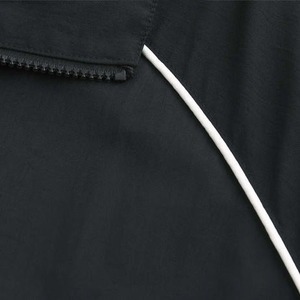 Men's Black Racer <b>Jacket</b> With <b>White</b> Stitching Zipper Closure Stand Collar Sporty Style Breathable Polyester Autumn Wear - Product Image 4