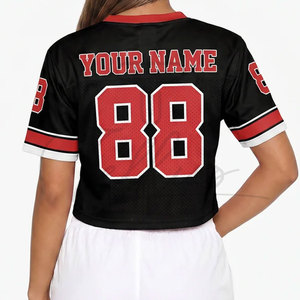 Camiseta de fútbol americano oversize personalizada de moda urbana para mujer, camiseta corta de malla holgada, camisetas de fútbol americano personalizadas para mujer - Product Image 3