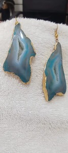 Pendientes colgantes de gemas Druzy brillantes al por mayor, joyería de latón chapado en oro para bodas, fiestas y regalos para mujeres. - Product Image 2