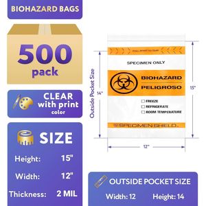 ถุงใส่ตัวอย่างอันตรายทางชีวภาพ12X15สำหรับแล็บสีส้มสีดำ500แพ็คความหนา2ล้านซิปซีลฉีกขาดการจัดส่งชั้นนำสำหรับห้องปฏิบัติการตัวอย่าง - Product Image 2
