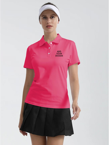 Women's Pink for Shirt Short Sleeve Solid Color Breathable Knitted 100% Polyester Heat-Transfer Printed 160g Custom Logo Print - Product Image 4