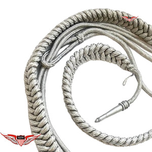 Cordón de hombro para uniforme de desfile alemán, accesorio de uniforme de alta tenacidad con punta metálica plateada - Product Image 2