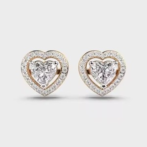 Indian Manufactured Luxury Diamond <b>Earrings</b> for Women's Certified Brilliant Heart Cut Sustainable Fine Available For Sale - Product Image 2