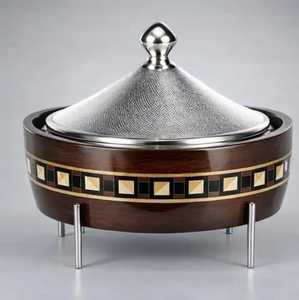 Olla de Acero Inoxidable con Aislamiento Térmico y Tapa Texturizada, para Mantener la Comida Caliente, con Incrustaciones de Madera, para Banquetes de Lujo - Product Image 4
