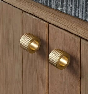 Boutons de meuble de luxe en laiton en forme d'anneau, quincaillerie Fitichen, haute qualité, moletés, finition dorée, pour la maison et le bureau - Product Image 2