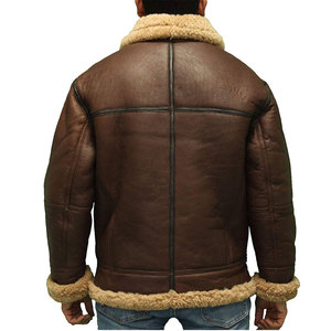 High Quality Custom Unisex Faux <b>Shearling</b> Sheep Leather Summer Waterproof Breathable Eco-Friendly Sherpa Lined Aviator <b>Jacket</b> - Product Image 6