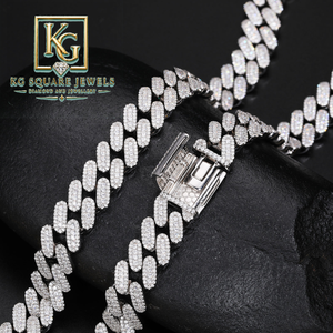 Rhodium Plated Moissanite <b>Tennis</b> Chain <b>Necklace</b> and Bracelet Set Round Brilliant Cut Hip Hop Jewelry - Product Image 2