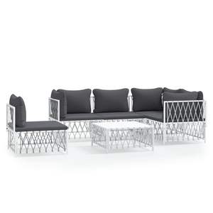 Ensemble de salon de jardin blanc avec coussins gris foncé - Product Image 2