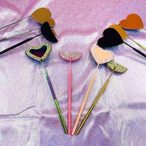 Heart Shape Makeup <b>Mirror</b> With Rhinestones Hand Hold Beauty Tool <b>Plastic</b> Material - Product Image 5