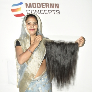 Cheveux humains indiens de qualité Remy vierge, frontale 13*6 HD, lisses, cuticules alignées, double trame machine, toutes couleurs - Product Image 3