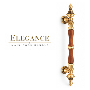 Manija de Puerta Principal y de Vidrio de Latón Antiguo Elegance, Diseño de Agarre de Madera de Lujo para Puertas Premium - Product Image 1