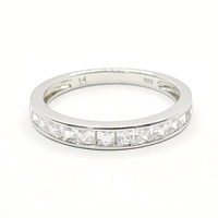 Bague Éternité Classique Tendance en Argent Sterling 925 Plaqué Rhodium avec Zirconium, 4 Couches, pour Homme - Vente Flash