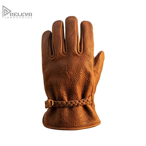 Custom Unisex Deerskin Leather Work Gloves Braided Leather <b>Strap</b> Heavy Duty Waterproof Touchscreen Compatible Utility Driving - Product Image 1