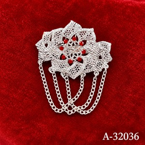 Floral <b>Silver</b> Plated Crystal Shell Luxury <b>Brooch</b> Pins Alloy Jewelry Unisex Gift A-32050 - Product Image 3