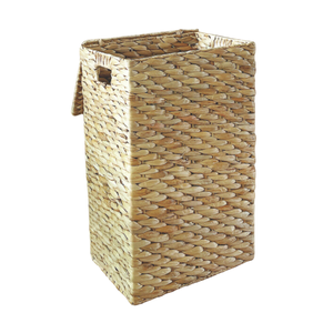 Panier de rangement multifonctionnel en jacinthe d'eau, écologique, fait main, avec couvercle, pour la lessive et usage domestique - Product Image 1