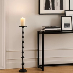 Élégant support de bougie sur pied en aluminium noir mat pour Noël et mariages, taille et forme personnalisables, écologique - Product Image 6