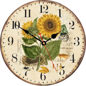 Rustic Pine Wood Wall <b>Clock</b> <b>Hand</b>-Painted Roses Wholesale Farmhouse Dcor - Product Image 4