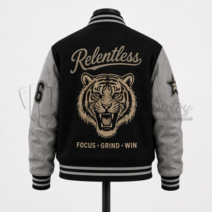 แจ็คเก็ต Letterman Varsity คุณภาพสูง ตัวเสื้อทำจากผ้าขนสัตว์ คอจีน ระบายอากาศได้ดี เป็นมิตรกับสิ่งแวดล้อม ดีไซน์ติดกระดุมด้านหน้า กันน้ำ เหมาะสำหรับใส่ในฤดูหนาว - Product Image 2