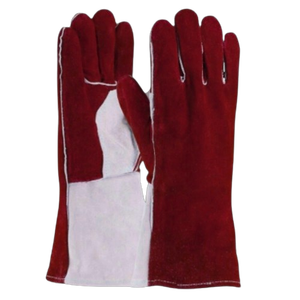 ถุงมือเชื่อมหนังวัวแท้คุณภาพสูง ได้รับมาตรฐาน CE หนา 11 ออนซ์ พร้อมปลอกแขนนิรภัย ป้องกันการบาดเจ็บขั้นสูง ถุงมือดับเพลิง - Product Image 2