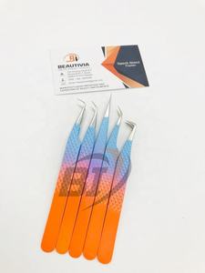 Pince à épiler professionnelle pour extensions de cils en acier inoxydable japonais avec logo personnalisé, pointe classique pour volume, prise ferme - Product Image 4