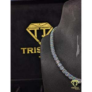Luxury <b>Iced</b> <b>Out</b> Tennis <b>Chain</b> With VVS Lab Grown Diamonds In 925 Sterling Silver Hip Hop Fashion Jewelry By Trisha Jewels - Product Image 4