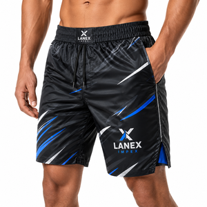Shorts de plage noirs pour hommes, séchage rapide, personnalisés |   Maillots de bain sublimés |   Maillot de bain léger en polyester avec taille élastique - Product Image 1