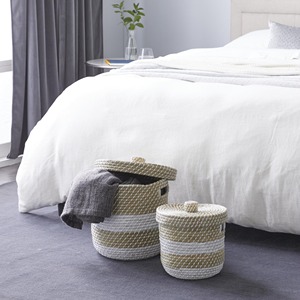 Ensemble de 2 paniers de rangement multi-usages en jonc de mer, couleurs assorties, faits à la main, vente en gros, écologiques, fabriqués au Vietnam - Product Image 6