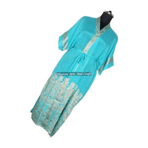 KL004 Vintage <b>Winter</b> Women's Nightgown Ethnic Long Kaftan Kimono Blended Poly Silk Long Sleeves - Product Image 4