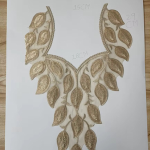 Custom Made Honey Lace Organza Canvas Embroidered Sequins <b>Sew</b>-<b>On</b> Neck Pieces <b>Patches</b> Apparel Home Textiles Fashion Designers - Product Image 1