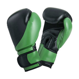 Green and Black Leather Laced Boxing Gloves with Lace-Up Closure for Adults Training Gear - Product Image 1