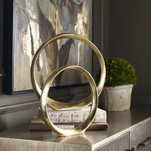 Escultura Decorativa de Metal Resistente con Diseño de Anillo, Bañada en Oro, para Mesa, Venta Directa de Fábrica - Product Image 2