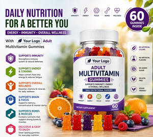 Multivitamines pour adultes, soins de santé naturels, gommes à mâcher moelleuses au goût de fruits, options d'emballage modernes, personnalisation de la marque, détaillants - Product Image 3