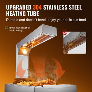 Lampada Elettrica Commerciale da 750W in Acciaio Inossidabile per Riscaldare Alimenti, Scaldapatatine Fritte, Stazione di Riscaldamento e Mantenimento a 104 Posizioni - Product Image 3