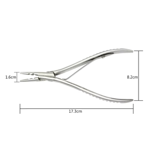 Pinzas para Extensiones de Cabello con Punta Plana, Herramientas para el Cabello, Pinzas de Acero Inoxidable con Dientes y 2 Orificios, Acabado Espejo - Product Image 6