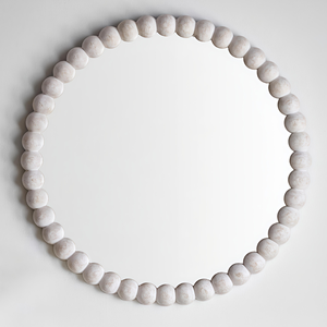 Miroir mural rond en bois sculpté Smart Art avec cadre décoratif en MDF blanc, miroir d'appoint moderne pour salon, couloir - Product Image 1